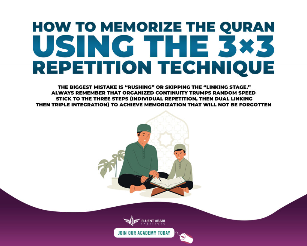 A person practicing how to memorize the Quran using a Mushaf.